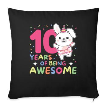 Lapin pour ses 10 ans enfants de dix ans - Housse de coussin décorative 45 x 45 cm - noir - Devant