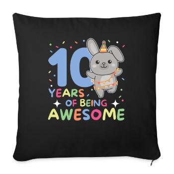 Lapin pour ses 10 ans enfants de dix ans - Housse de coussin décorative 45 x 45 cm - noir - Devant