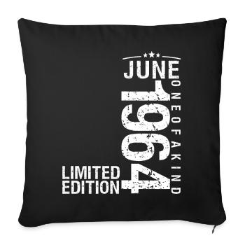 Juin 1964 Juin anniversaire Juin 1964 - Housse de coussin décorative 45 x 45 cm - noir - Devant