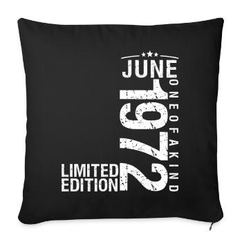 Juin 1972 Juin anniversaire Juin 1972 - Housse de coussin décorative 45 x 45 cm - noir - Devant