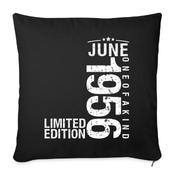 Juin 1956 Juin anniversaire Juin 1956 - Housse de coussin décorative 45 x 45 cm - noir - Devant