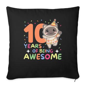 Cat for 10th birthday Children ten years old - Sofa pillowcase 17,3'' x 17,3'' (45 x 45 cm) - black - Front