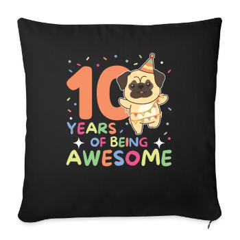 Carlin pour ses 10 ans Enfants de dix ans - Housse de coussin décorative 45 x 45 cm - noir - Devant