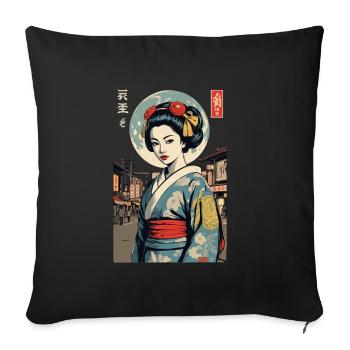 Kunoichi Ninja Geisha Samurai Kunst Anime - Sofakissenbezug 45 x 45 cm - Schwarz - Vorne
