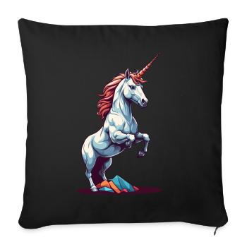 Licorne mignonne pour l’amante de la licorne - Housse de coussin décorative 45 x 45 cm - noir - Devant