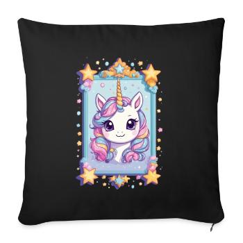 Licornes drôles couleurs pastel amant de licorne - Housse de coussin décorative 45 x 45 cm - noir - Devant