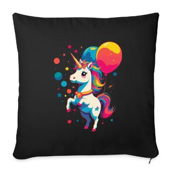 Unicorn Lover Bright Colors Design - Sofa pillowcase 17,3'' x 17,3'' (45 x 45 cm) - black - Front