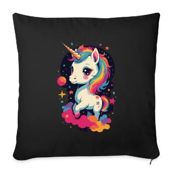 Great fantasy design for unicorn lovers - Sofa pillowcase 17,3'' x 17,3'' (45 x 45 cm) - black - Front
