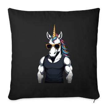 Dad Unicorn Funny Father's Day Design - Sofa pillowcase 17,3'' x 17,3'' (45 x 45 cm) - black - Front