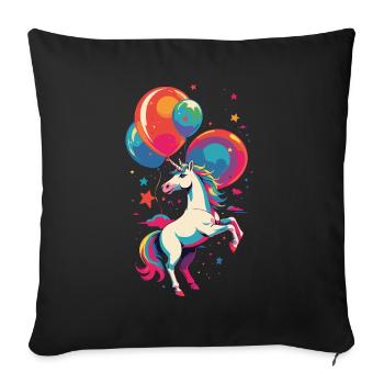 Funny Unicorns Cute Unicorn Bright Colors - Sofa pillowcase 17,3'' x 17,3'' (45 x 45 cm) - black - Front