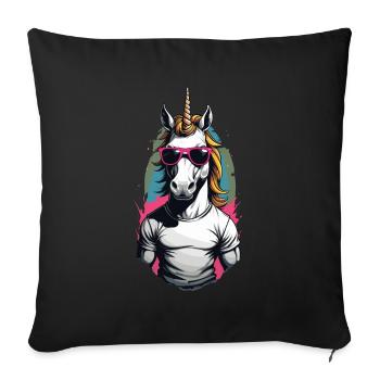 Dad Unicorn Funny Father's Day Design - Sofa pillowcase 17,3'' x 17,3'' (45 x 45 cm) - black - Front