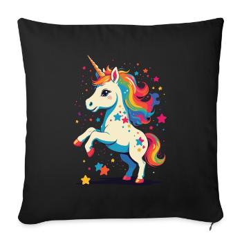 Funny Unicorns Cute Unicorn Unicorn Girl - Sofa pillowcase 17,3'' x 17,3'' (45 x 45 cm) - black - Front