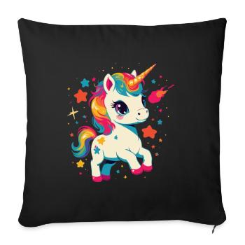 Fille Licorne d’anniversaire unique - Housse de coussin décorative 45 x 45 cm - noir - Devant