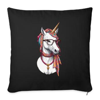 Maman Licorne Drôle Licornes Maman aimante - Housse de coussin décorative 45 x 45 cm - noir - Devant