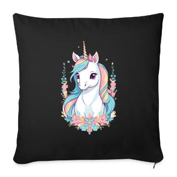 Funny Unicorns Pastel Colors - Sofa pillowcase 17,3'' x 17,3'' (45 x 45 cm) - black - Front