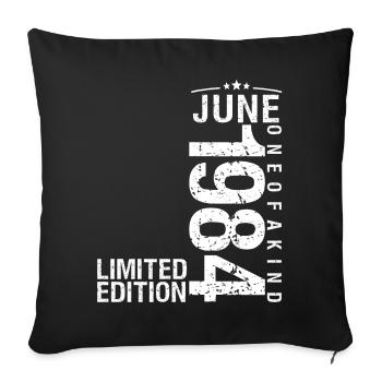 June 1984 June Anniversary June 1984 - Sofa pillowcase 17,3'' x 17,3'' (45 x 45 cm) - black - Front