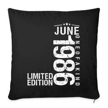 June 1986 June Anniversary June 1986 - Sofa pillowcase 17,3'' x 17,3'' (45 x 45 cm) - black - Front