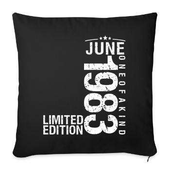 June 1983 June Anniversary June 1983 - Sofa pillowcase 17,3'' x 17,3'' (45 x 45 cm) - black - Front