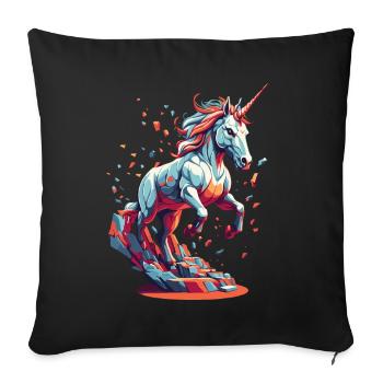 Unicorn Lover Funny Unicorns Cute Unicorn - Sofa pillowcase 17,3'' x 17,3'' (45 x 45 cm) - black - Front