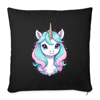 Pastel Colors Funny Unicorns for Unicorn - Sofa pillowcase 17,3'' x 17,3'' (45 x 45 cm) - black - Front