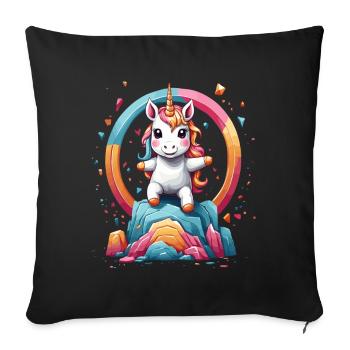 Funny Unicorns Cute Unicorn Girl - Sofa pillowcase 17,3'' x 17,3'' (45 x 45 cm) - black - Front