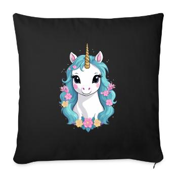 Unique Unicorn Lover Pastel Colors - Sofa pillowcase 17,3'' x 17,3'' (45 x 45 cm) - black - Front