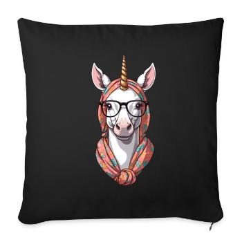 Une maman licorne licornes mère aimante - Housse de coussin décorative 45 x 45 cm - noir - Devant