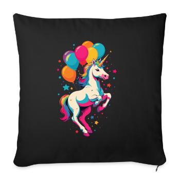 Licornes drôles Mignon Licorne Fille Design - Housse de coussin décorative 45 x 45 cm - noir - Devant