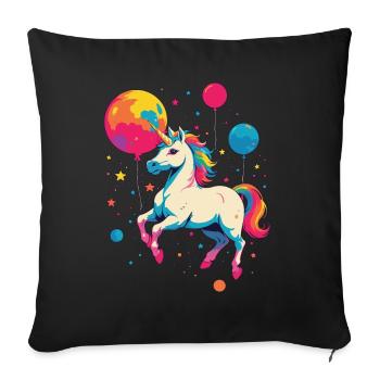 Funny Unicorns Cute Unicorn Girl - Sofa pillowcase 17,3'' x 17,3'' (45 x 45 cm) - black - Front