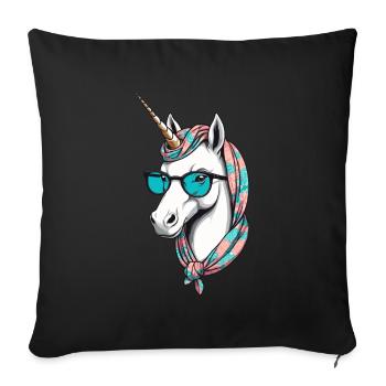 Licorne Maman Maman Drôle Maman Cadeau de Fête des Mères - Housse de coussin décorative 45 x 45 cm - noir - Devant