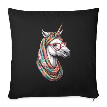 Maman Licorne Drôle Licornes Maman aimante - Housse de coussin décorative 45 x 45 cm - noir - Devant