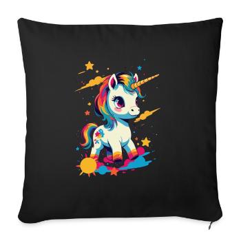 Licorne Amant Design Drôle Licornes Mignon - Housse de coussin décorative 45 x 45 cm - noir - Devant