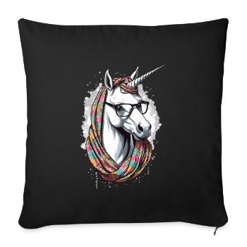 Licorne Maman Fête des mères Licornes Maman drôle - Housse de coussin décorative 45 x 45 cm - noir - Devant