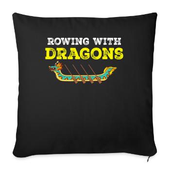 Rowing With Dragons Dragonboat - Sofa pillowcase 17,3'' x 17,3'' (45 x 45 cm) - black - Front