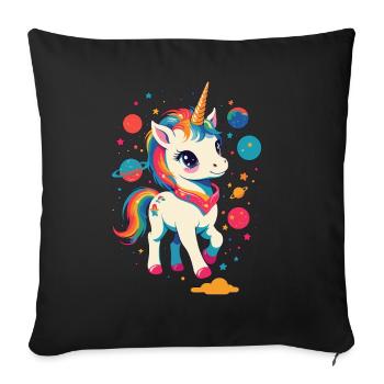 Funny Unicorns Cute Unicorn Girl - Sofa pillowcase 17,3'' x 17,3'' (45 x 45 cm) - black - Front