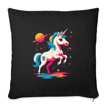 Licorne Fille Drôle Licornes Grand Design - Housse de coussin décorative 45 x 45 cm - noir - Devant