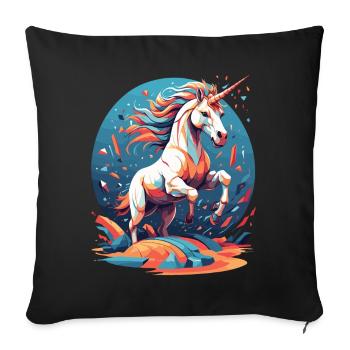Motif d’anniversaire unique Licornes drôles - Housse de coussin décorative 45 x 45 cm - noir - Devant