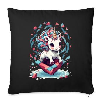 Cute Unicorn Girl Funny Unicorns - Sofa pillowcase 17,3'' x 17,3'' (45 x 45 cm) - black - Front