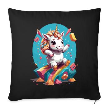 Unicorn Lover Design Funny Unicorns - Sofa pillowcase 17,3'' x 17,3'' (45 x 45 cm) - black - Front