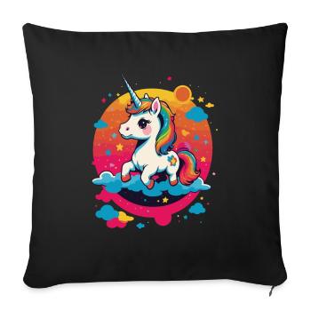 Licornes drôles Jolie fille licorne - Housse de coussin décorative 45 x 45 cm - noir - Devant