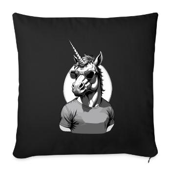 Drôle de fête des pères Design papa licorne - Housse de coussin décorative 45 x 45 cm - noir - Devant