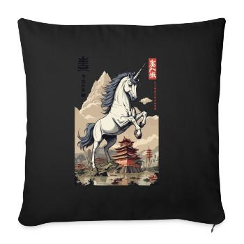 Japan Ukiyo-E Kunst Japanischer Vintage Stil - Sofakissenbezug 45 x 45 cm - Schwarz - Vorne