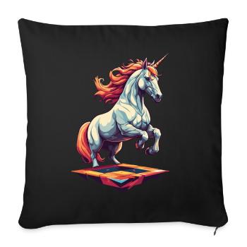 Motif d’anniversaire unique de licornes drôles - Housse de coussin décorative 45 x 45 cm - noir - Devant