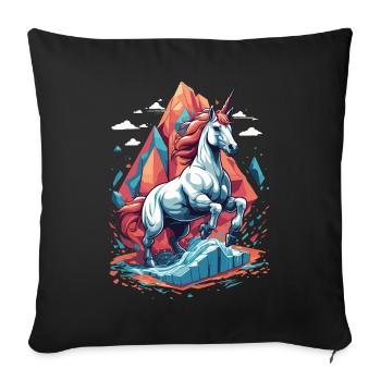 Funny Unicorns Bright Colors Unicorn - Sofa pillowcase 17,3'' x 17,3'' (45 x 45 cm) - black - Front