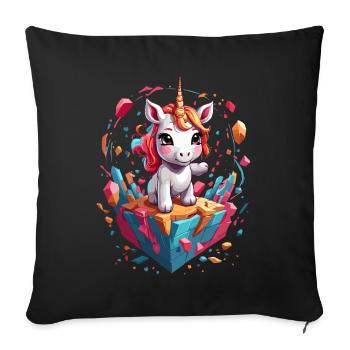 Motif d’anniversaire unique de licornes drôles - Housse de coussin décorative 45 x 45 cm - noir - Devant