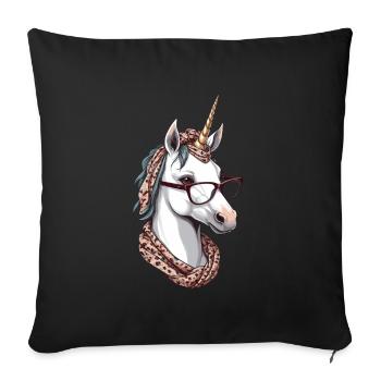 Fière maman licorne maman élégante - Housse de coussin décorative 45 x 45 cm - noir - Devant