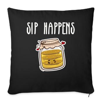 Kombucha Lover Sip Happens Joli Pot - Housse de coussin décorative 45 x 45 cm - noir - Devant