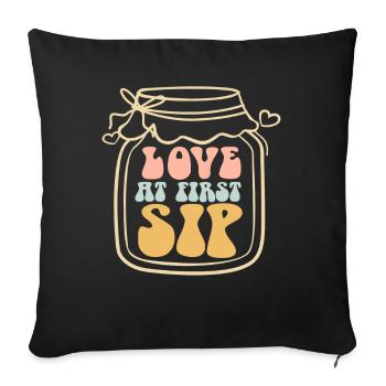 Kombucha Lover Love At First Sip - Sofa pillowcase 17,3'' x 17,3'' (45 x 45 cm) - black - Front
