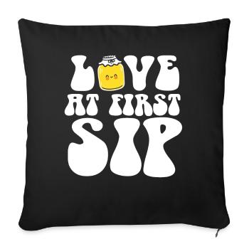 Love At First Sip Kombucha Lover - Sofa pillowcase 17,3'' x 17,3'' (45 x 45 cm) - black - Front