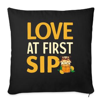 Kombucha Lover Love At First Sip - Sofa pillowcase 17,3'' x 17,3'' (45 x 45 cm) - black - Front